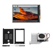 3.5 Inch Touch Screen for Raspberry Pi 480x320 TFT LCD SPI Interface 50 FPS Module with Metal Case+Heat Sink for RPI5