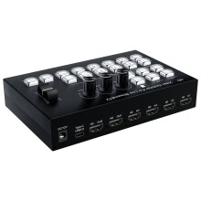 Live Streaming Video Mixer,4 4 Channel Input/2 Output Video Switcher, Support 1080P,HDCP 1.4, Audio Mixer A EU Plug