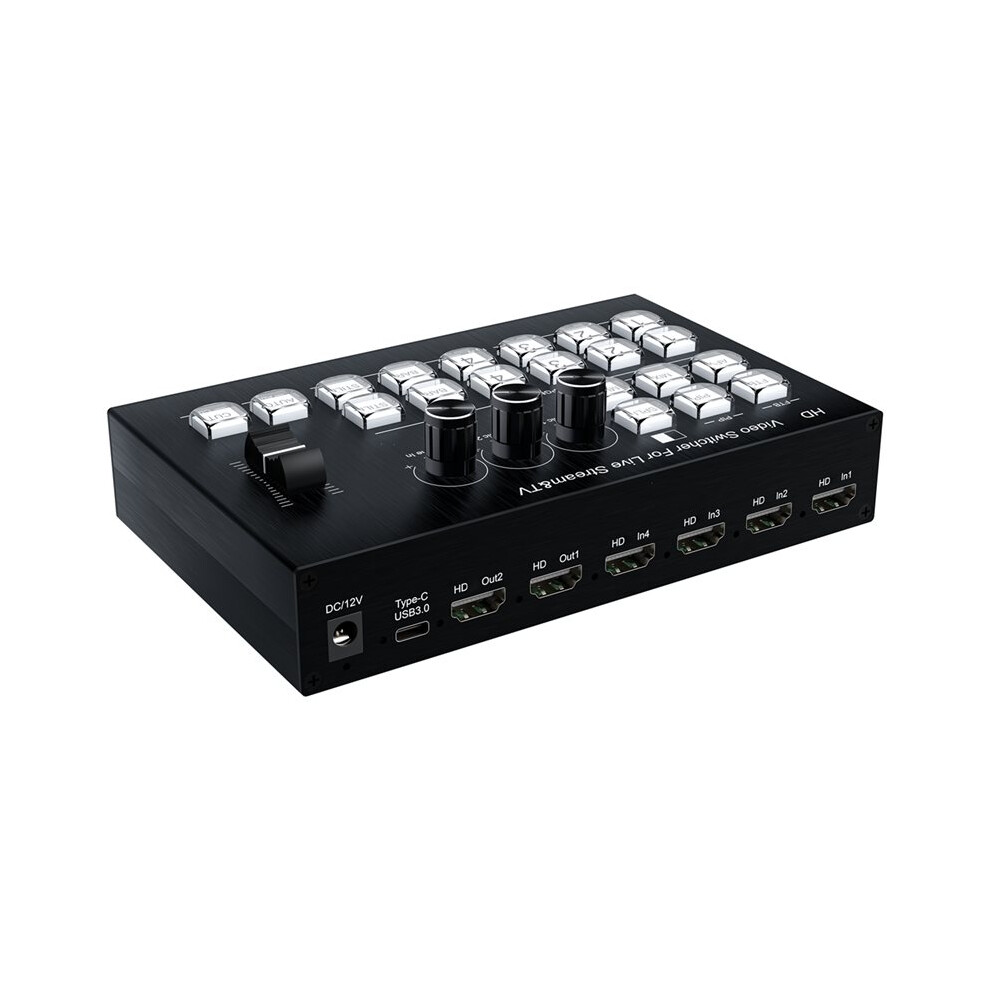 Live Streaming Video Mixer,4 4 Channel Input/2 Output Video Switcher, Support 1080P,Hdcp 1.4, Audio Mixer A Eu Plug 6033774797276
