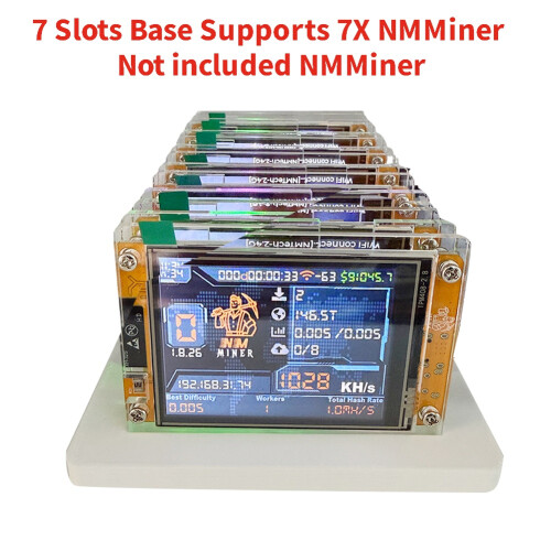 Suporte de 7 Slots para NMMiner de 2,8 Polegadas para NerdMiner Bitcoin Crypto Solo Miner, Compatível com 7 NMMiners 1
