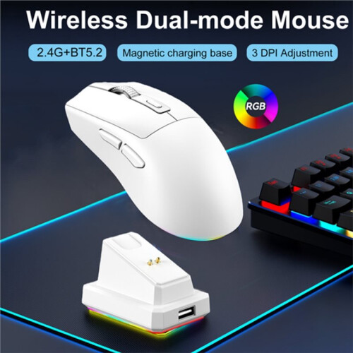 Rechargeable Wireless Gaming Mouse with Charging Dock  2.4G Dual Mode Backlight Ergonomic Design Game Mouse B 2