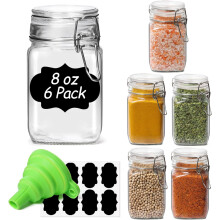 8 oz Glass Jars with Airtight Lids Set of 6