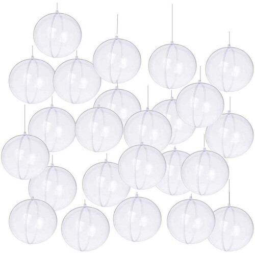 Clear Fillable Plastic Ornament Balls 80mm 24 Pack