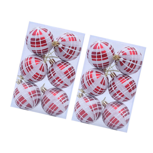 Grid Pattern Christmas Baubles 7cm – 2 Boxes