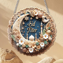 2D Eid Mubarak Door Sign, Moon Star Moon Star Acrylic Islamic Muslim Festive Ornament For Ramadan & Eid Home Office Porch Decor