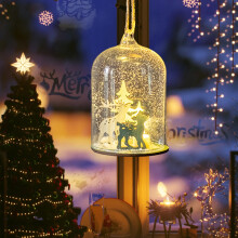 Glass Hanging Ornament Light with LED, Christmas Decor