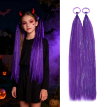 Hot Pink Flettede Hestehale Extensions 2-Pak 61 cm