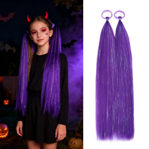 Hot Pink Braided Ponytail Extensions 2-Pack 27.5in