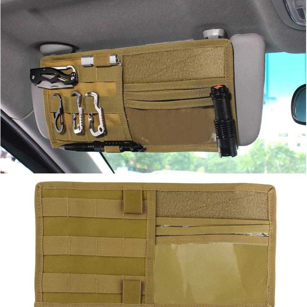Car Sun Visor Organizer For All Vehicles Â Multi-Pocket Storage Pouch For Docs, Pens, Sunglasses, Cards Â Auto Accessory (Brown) Brown 9426043983154