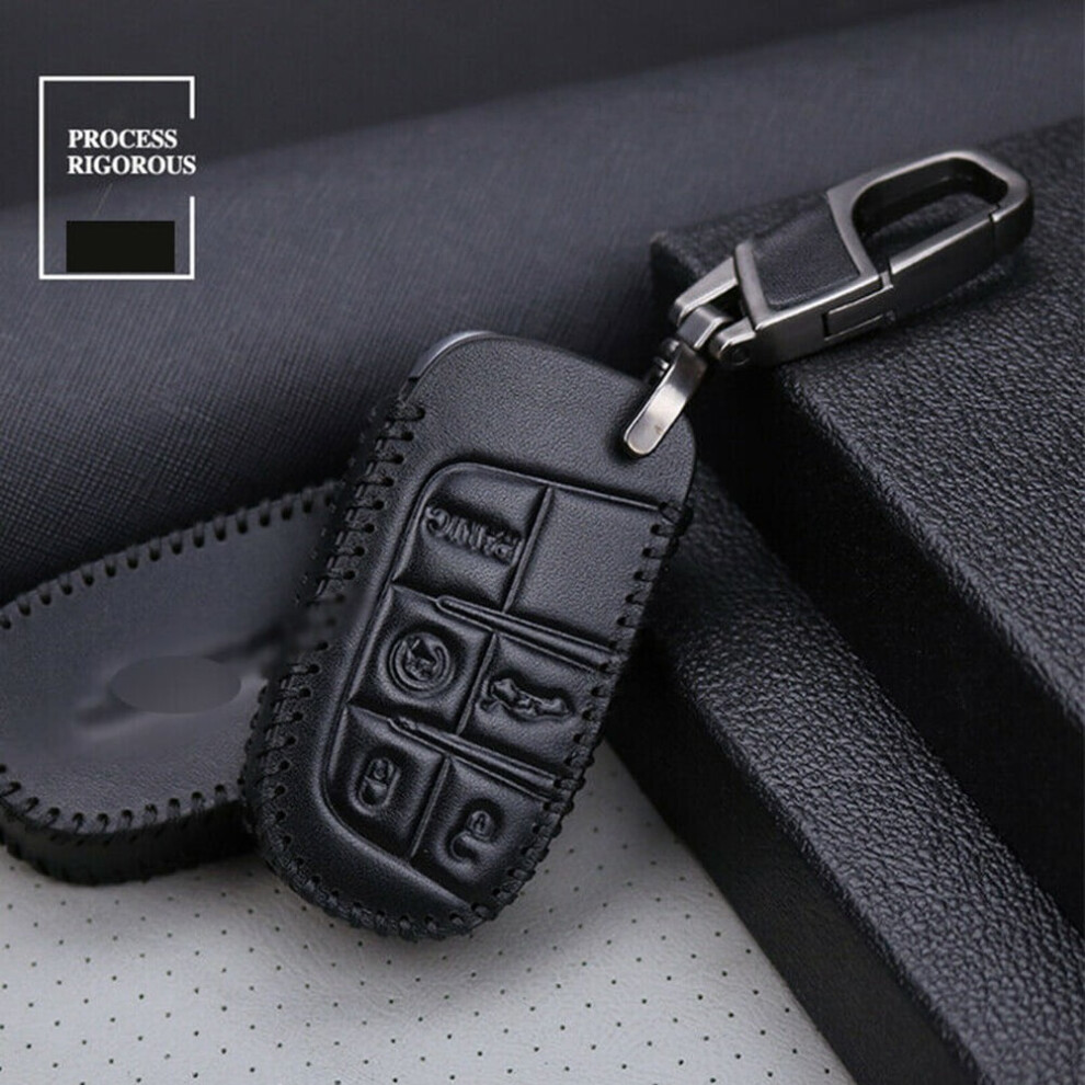 Handmade Leather Car Key Fob Case Cover For Jeep Cherokee Chrysler Dodge Durango 9426043983444