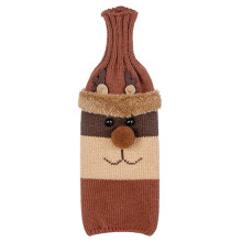 Santa Knitted Wine Bottle Cover – Elk & Snowman Design