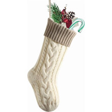 18" Knitted Christmas Stockings – Ivory & Flaxen (1 Pack)