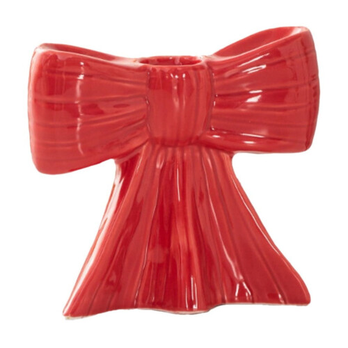 Hand-Painted Ceramic Christmas Bow Candle Holder