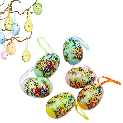 Party Supplies | Easter Egg Ornament Easter Colorful Egg Printed Easter Eggs Easter Tree Decoration For Easter Spring(6pcs)