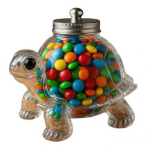 Clear Turtle-Shaped Food Storage Jar, Airtight Lid