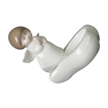 Ceramic Praying Angel Tealight Holder White