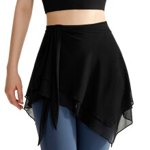 Asymmetric Dance Skirt Mesh Ballet Wrap Skirt with Tie Waist Skate Over Scarf Skirt Dancewear for Womens Girls