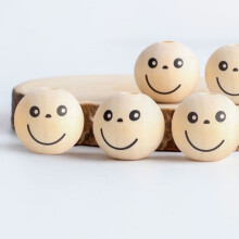 Holzperlen mit Smiley-Gesichtern für Bastelarbeiten, 50 Stück