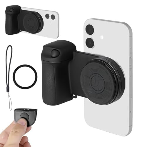 Magnetic Phone Camera Grip with LED Light, Mirror &