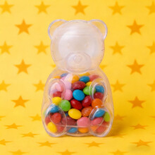 Bocal transparent en forme d'ours pour bonbons et petits cadeaux d'invités