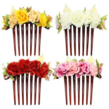 Peinetas laterales florales para mujer, de plástico, 4 unidades.
