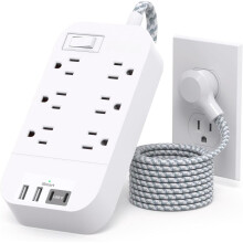Plochá zástrčka predlžovacej lišty6 zásuviek4USB porty4,6 m