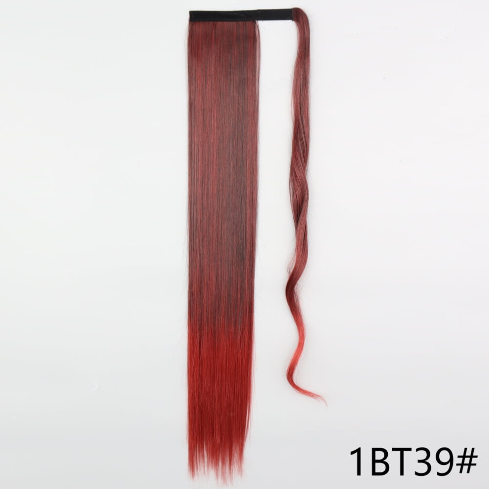 Unisex Brown Lisi Girl 85Cm Synthetic Long Straight Ponytail Hair Clip In Hair Extensions Blonde Wrap Around Pony Hairpiece For Women