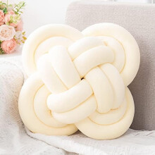 Cuscino decorativo Knot Pillow color avorio e bianco, 30 cm (12 pollici).