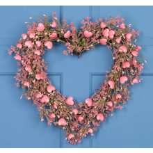 Artificial Heart-Shaped Valentine's Wreath - 18" Pink