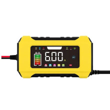 12V Car Battery Charger 6A Fully Automatic Battery Charger with LCD Display Lead Pulse Repair Charger EU PLUG Yellow