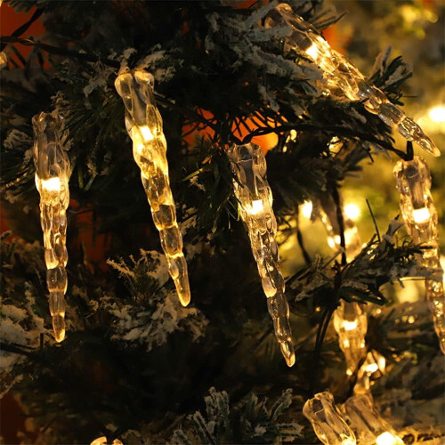 Solar Icicle Christmas Lights 5m or 6.5m Warm White 1