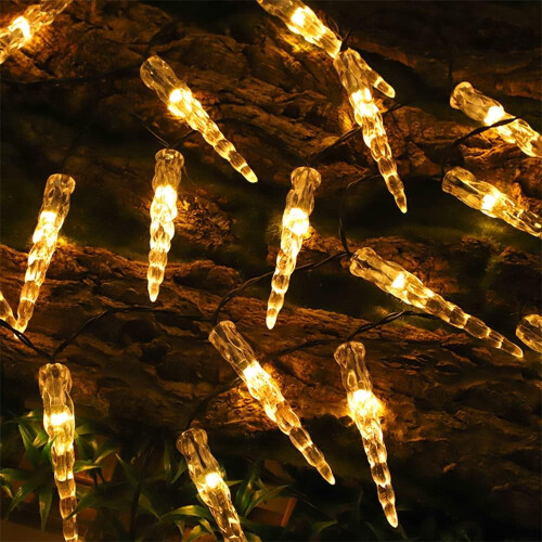 Solar Icicle Christmas Lights 5m or 6.5m Warm White 2