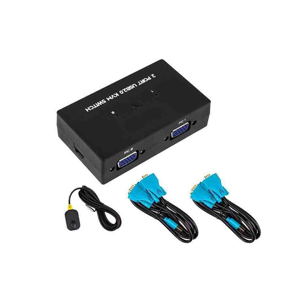 2-Port Vga Kvm Two-In-One-Out With Desktop Controller Shared Set Of Keyboard, Mouse And Monitor 6032315740184