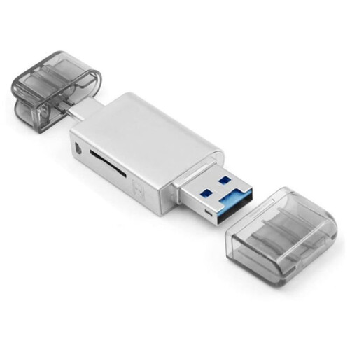 Memory Card & TF  Card to USB C & USB 2.0 Card Reader Adapter Plug &