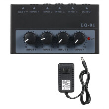 Mixer, Extrem Geräuscharm, 4-Kanal-Mixer, 4 Eingänge, 1 Ausgang, 5 V, -Audiomixer, Mikrofon, Gitarren- und Bassmixer, US-Stecker