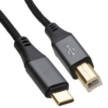 PRO Metal USB-C to Printer Cable Lead Type-C Plug to B Male Braided 1m