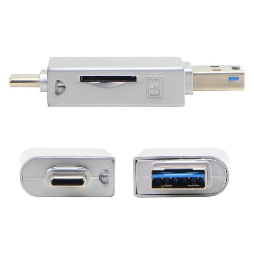 Memory Card & TF  Card to USB C & USB 2.0 Card Reader Adapter Plug & 2