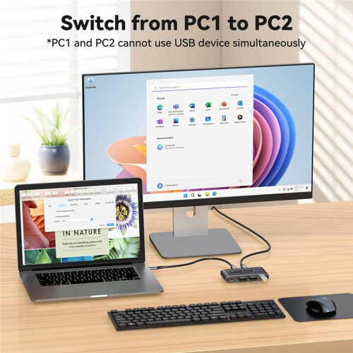 10Gbps USB 3.2  USB C ,4 Port USB Switcher for PC Laptop Share Keyboard Mouse Supports USB C Input 2