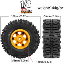 4pcs 130mm 2.2Inch Beadlock Wheel Rim Rubber Tire Set for 1/10 RC Crawler Car Axial SCX10 Wraith RR10 Capra RBX10 TRX4,D