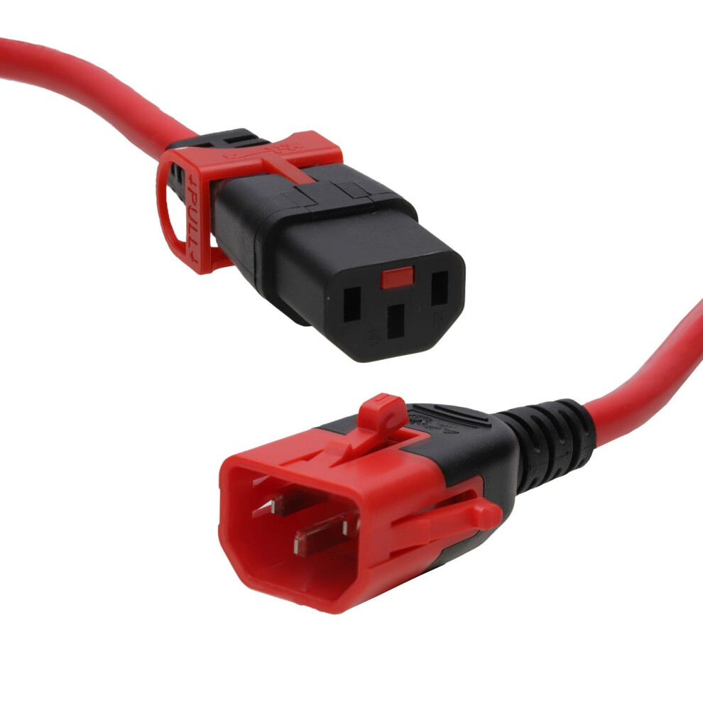 Power Extension Ups Locking Iec C13 To Dual Locking C14 1.00Mm2 Mains 1M Red 5054338128221