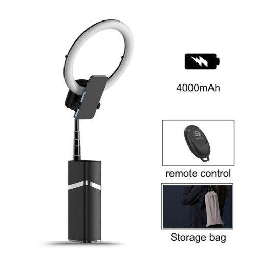 10 Inch  Portable LED Ring Fill Light Tripod Desktop Adjustable Remote Control Lamp for Live Streaming Black 2