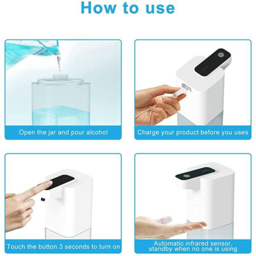 Automatic Soap Dispenser 400ml Touchless Foaming Soap Dispenser USB Rechargeable Adjustable Foam Soap Dispenser 2