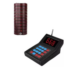 Wireless Restaurant Guest Table Vibrating Call Button Waiter Buzzer Service Calling System Coaster Pager US Plug