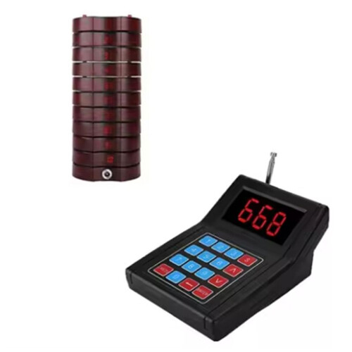 Wireless Restaurant Guest Table Vibrating Call Button Waiter Buzzer Service Calling System Coaster Pager US Plug