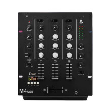 3-Channel USB DJ Mixer with Built-in Audio Interface 3-Band EQ Microphone Input and Replaceable Crossfader US Plug