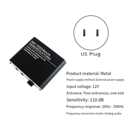 4 Channels Microphone Anti-Howling Device, Front Stage Effector,Suppressor Frequency Shift Equalizer Black US Plug 1