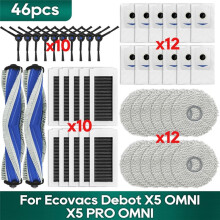 46 Peças Escova Filtro Mop Pano e Saco de Pó para X5 Omni X5 Pro Omni Aspirador de Pó Acessórios Peças de Reposição