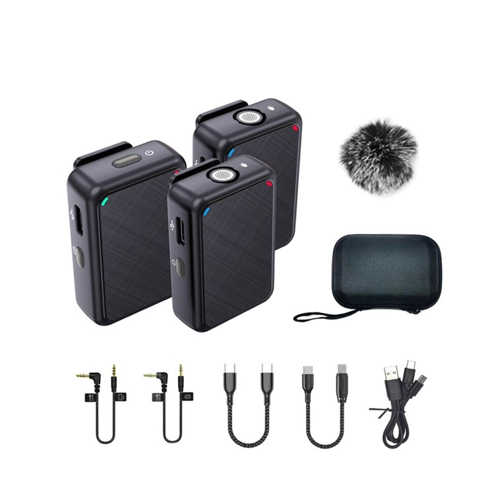 Lavalier Recording Microphone Dual Channel With 98Ft For Smartphone Dslr Camera Dv Vlog Live Style:1 Rx And 2Tx 4713554603127