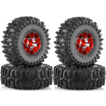 4 Stuks 63mm 1.0 Inch Metalen Beadlock Wielband Set voor 1/18 1/24 RC Crawler Auto TRX4M SCX24 AX24 FCX24 Upgrade Onderdelen Rood