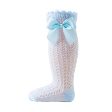 Toddler Socks,Breathable Baby Socks Spanish Hollow Knit Mid Calf Socks With Bow for Girls Boys Spring Summer,Baby Socks,0-2 Years,Z04 Blue